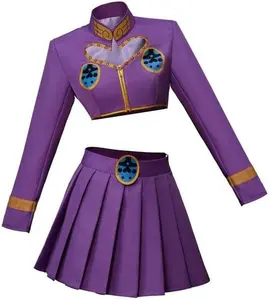 Giorno Giovanna Cosplay Costume JoJo's Golden Wind Crop Top and Mini Skirt Uniform Purple