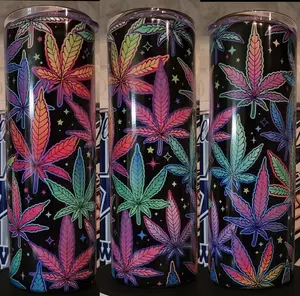 Neon Weed leaf glow in the dark 20oz