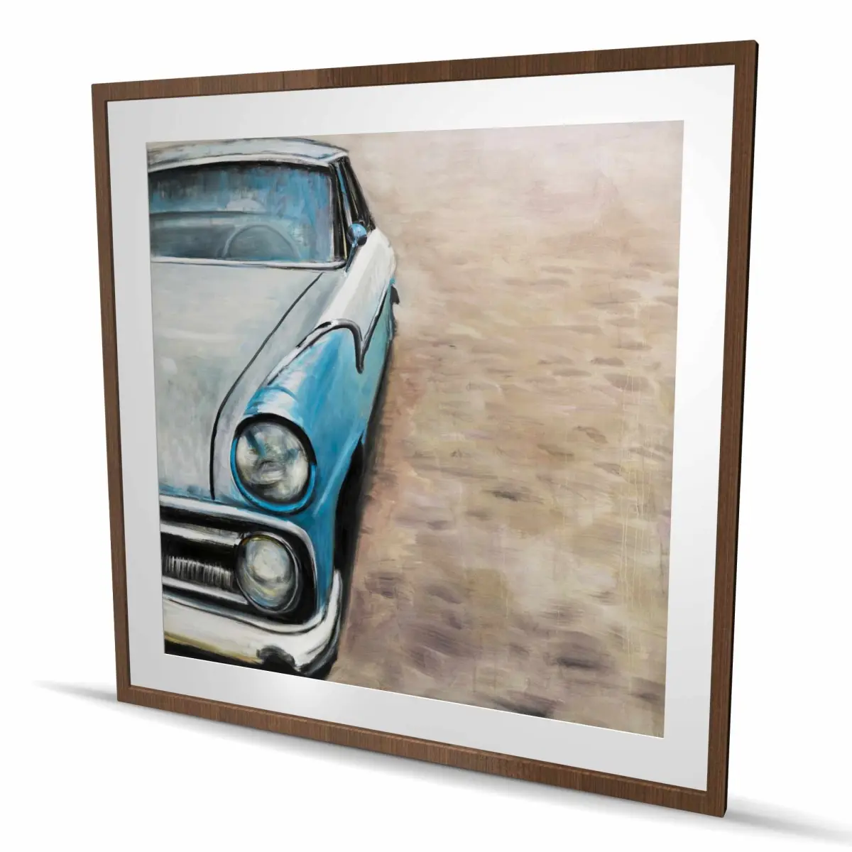 Begin Home Decor C1FM4848TLB2IE 48 x 48 in. Old Classic Car Print Wall Art - Contemporary Beige Framed Home Decor