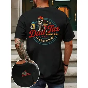 Men's Regular Fit Skeleton Print Round Neck Tee, Casual Short Sleeve Crew Neck T-shirt for Summer, Fashion Men's Top for Daily Wear, Tropical