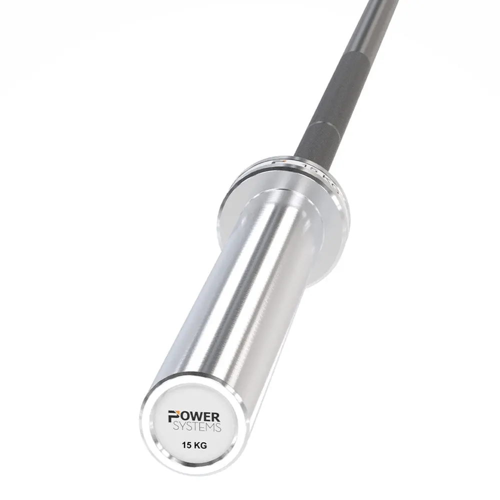 Power Systems 23.5kg Olympic Squat Bar, 96.5" Steel Barbell with 17.5" Sleeve & 1,500 lbs Capacity