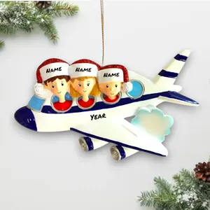 Personalized Vacation Family of 3 Christmas Ornament – Custom Names & Year – Airplane Travel Holiday Keepsake 2025