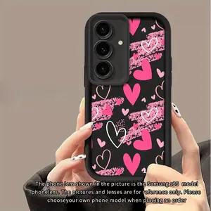 New Pink Graffiti Heart Phone Case for Samsung Galaxy S26 S25 S24 S23 S22 S21 Fe Plus Ultra A13 A14 A15 A16 A17 A33 A34 A35 A36 A52 A53 A54 Note20 Silicone, Protective