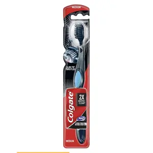 Colgate 360 Charcoal Toothbrush Medium Bristles Manual 2X Deeper Clean 4 Way Bristle Action for Superior Oral Care