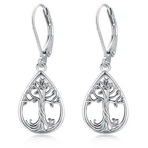 Sebina Teardrop Tree of Life Earrings Silver Jewelry Celtic - Inspired Jewelry for Anniversary Birthday Gifting to Her