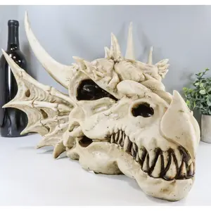 Large Elder Dragon Skull Statue Legendary Erathia Fossil Skeleton 18"L Figurine