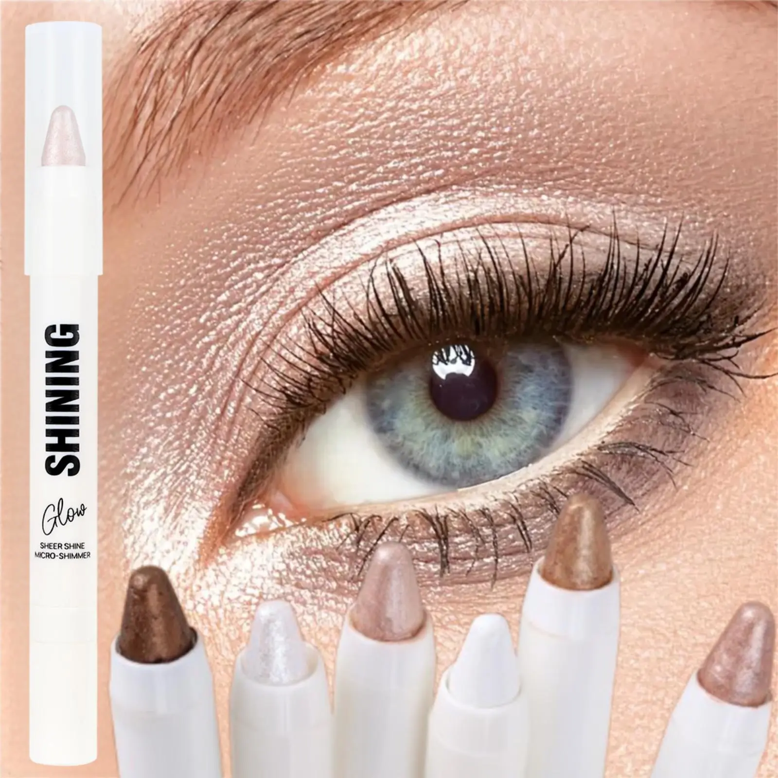 1PC Long-lasting, High Pigment, Glitter and Matte, Light Texture, Anti-fouling, Brightening, White Tube Eyeshadow Stick for Bold Appearance, Suitable for Beginners