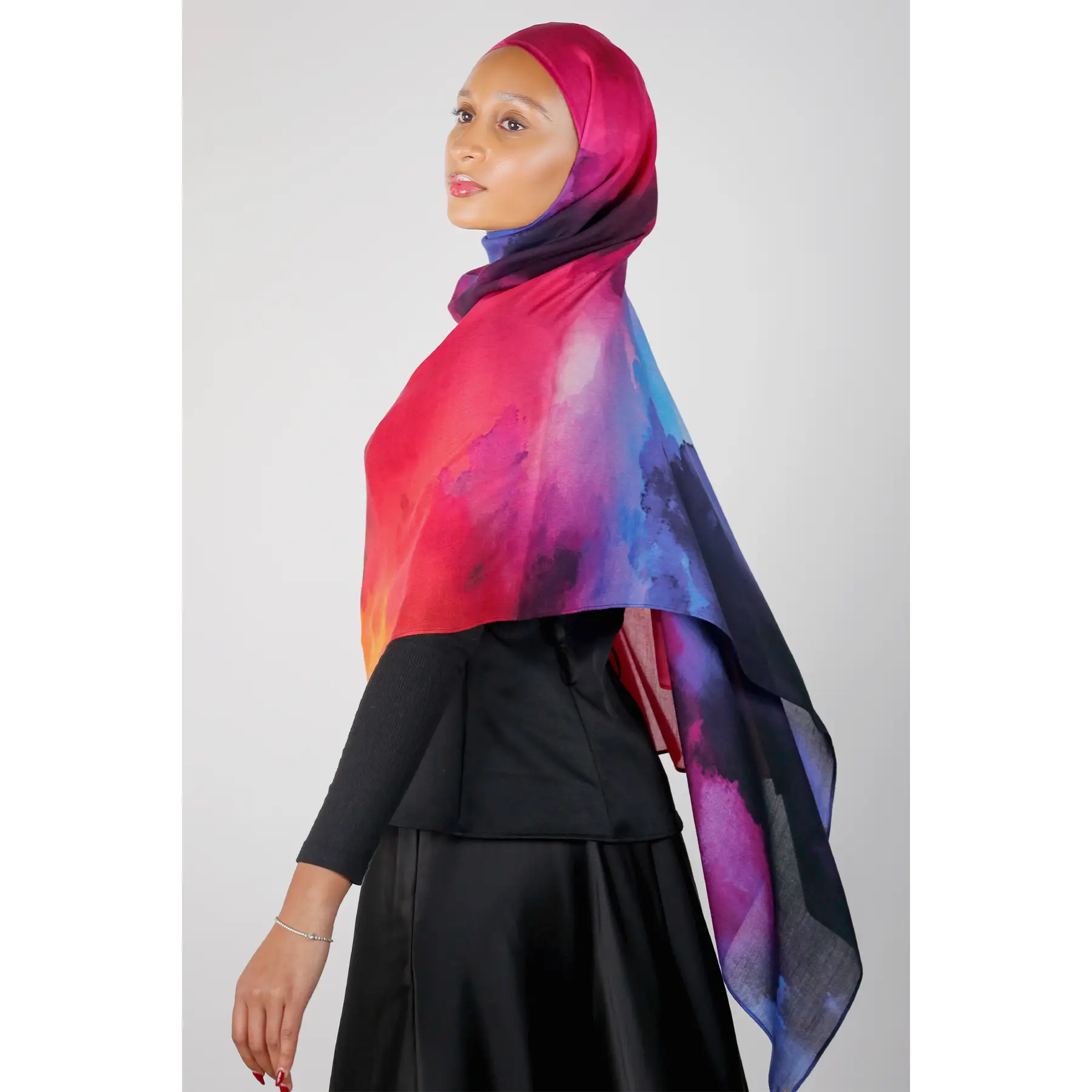 Neon Watercolor Print Modal Hijab