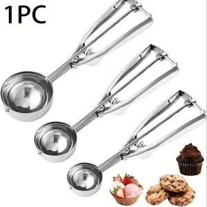 Baking Cookie Scoop 1/3pcs Stainless Steel Ice Cream Scoop, Cookie Dough Scoop, Baking Stainless Steel Scoop with Trigger Release, Durable Scoop, Kitchenware, Suitable for Cupcakes, Ice Cream, Muffins, Kitchen Utensils & Gadgets