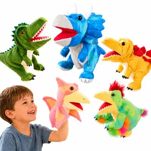 Interactive Dinosaur Hand Puppet 5 Fun Styles Soft Plush Dino Toy for Family Playtime, Storytelling, Kids Parties and Classroom Activities