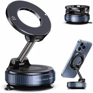 Magnetic Phone Holder for Car,Vacuum Suction Cup Phone Mount,Magsafe Car Mount for iPhone, No Need Charge,Folding Holder for iPhone and Android Double-Sided