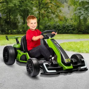 24V Electric Go Kart,300W Powerful Drift Kart for Kids, Electric Pedal Kart,with 300W Strong Motor, Drift/Sport Mode, Big Battery, Eva Tire,Length Adjustmen for Outdoor Racing Toy-Green