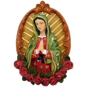 Virgen De Guadalupe 14" inches Tall Medallon para Pared Santo Estatua Our Lady of Guadalupe Plaque For Wall to hang Brand New  Religious Decor