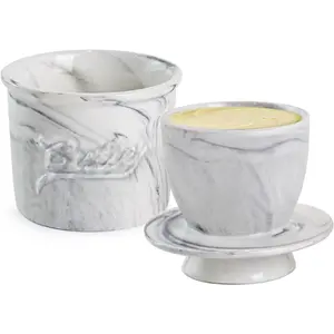French Butter Keeper for Spreadable Butter Marble Ceramic Butter Dish with Lid for Countertop,  Container Holder