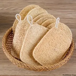 6Pcs Natural Loofah Exfoliating Sponges, Soft Gentle Bamboo Fiber Body Scrubber, Reusable Shower Bath Cleaning Pads for Daily Skin Care