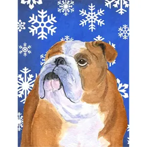 Carolines Treasures  28 x 40 in. Bulldog English Winter Snowflakes Holiday Flag Canvas House Size