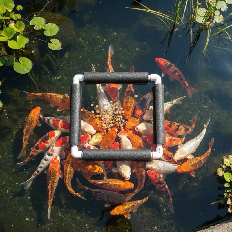 Pond-Pro Square Floating Fish Feeder, Essential Aquatic Pet Feeding Tool