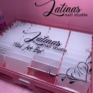 Latinas Nail Studio Extra Large Nail Art Display Box with 44 Plates High Transparency for Salon Practice & Home Use