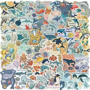 50 Pcs Ocean Stickers for Kids Teens Adults, Waterproof Sea Creature Stickers for Water Bottle Laptop, Cute Ocean Party Favors & Decorations