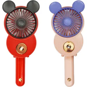 Cute  Misting Mini Fan, Handheld Portable USB Rechargeable Fan with 3 Adjustable Speeds, Foldable For Travelling(Red&)