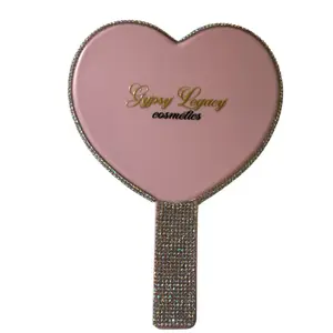 Pink Heart-Shaped Mirror with Sparkling Handle by Gypsy Legacy Cosmetics