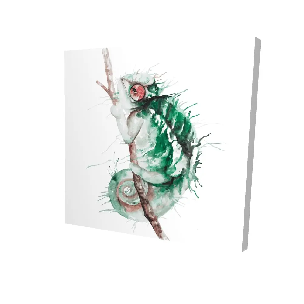 Begin Home Decor 2080-2424-AN204-1 24 x 24 in. Watercolor Chameleon Canvas - Green Living Room Wall Art