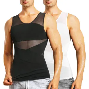 CATTIBOR 1-2 Pack Men Compression Vest,Sport Vest Body Shaper Tank Top ,Men Shaping Shirts Sleeveless Shirts For Running Gym Fitness Tank Tops Underwear Menswear Underwear,Boys Underwear