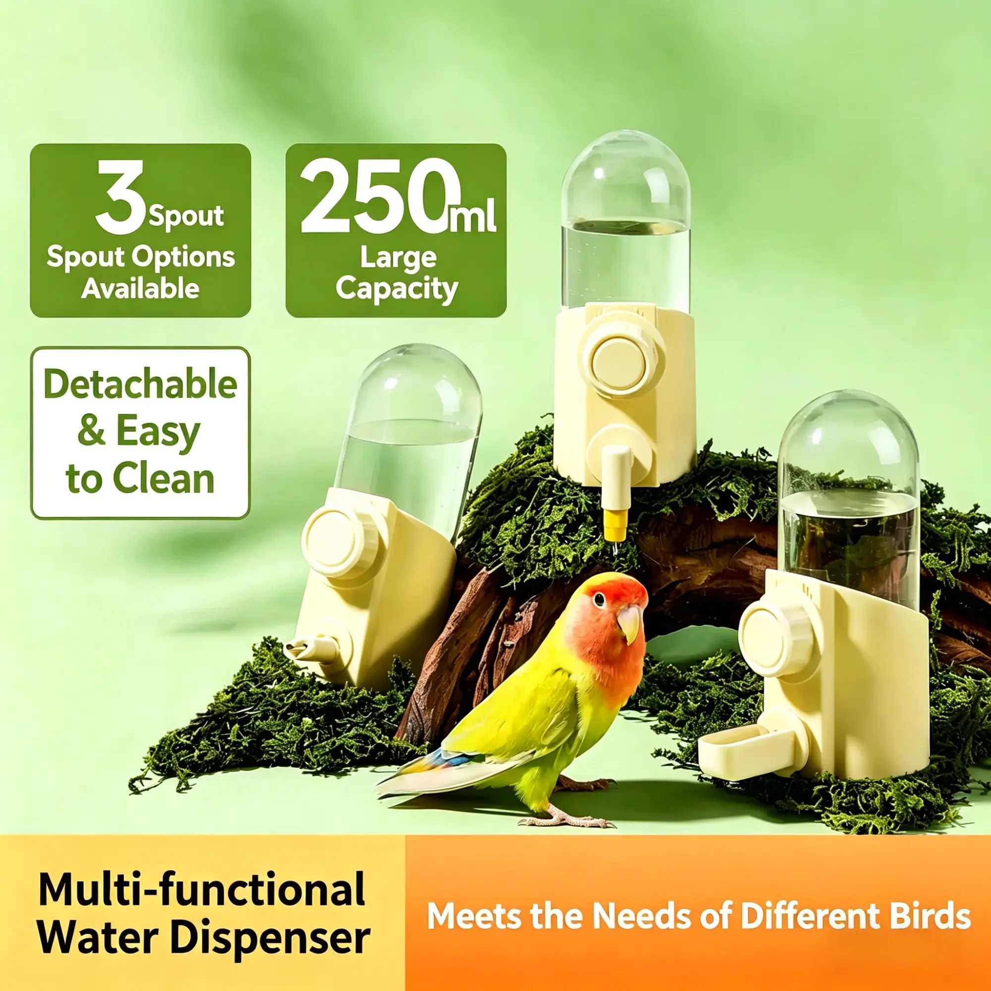 #summervibes BUCATSTATE Parrot Water Dispenser Automatic Bird Feeder Automatic No Leak Cage Hanging Drinking Feeder for Small Medium Birds