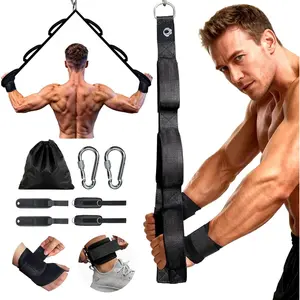 Tricep Rope  Attachment with 6 Anti-Slip Handles, Extra-Long Adjustable Pull Down Rope with Wrist Brace & Ankle Strap for Pushdowns, Crunches & Extensions,  Machine Attachment for  & Gym