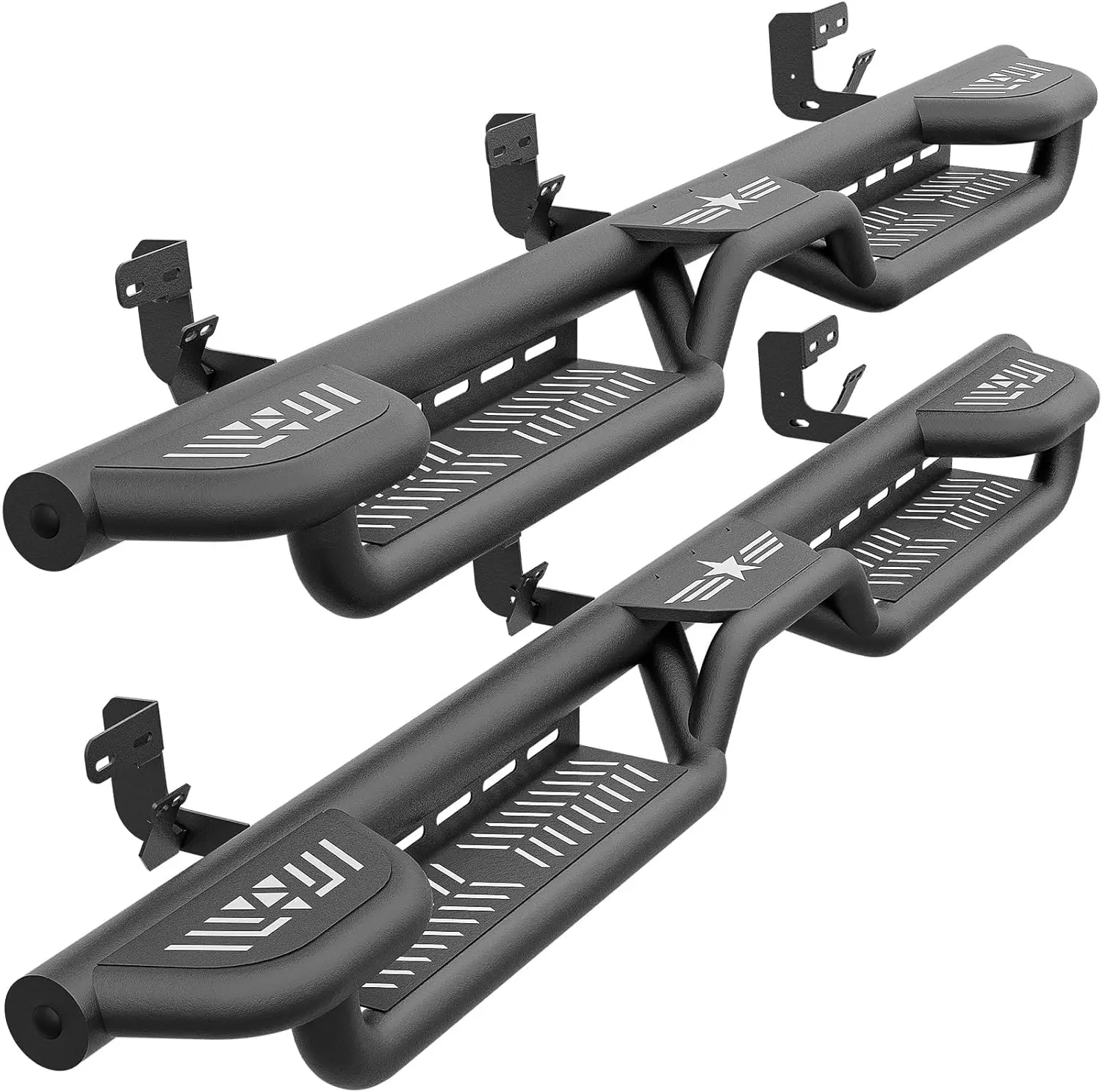 【YZONA】 Running Boards,Crew Cab Three Raised Steps Running Boards Compatible with 2009-2018 Dodge Ram 1500,2019-2024 1500 Classic,2010-2026 Ram 2500 & 3500,Bolt-on Nerf Bar, 2 Side Bars,2010-2024 Ram 2500 & 3500,2019-2024 Ram 1500 Classic,Carbon Steel