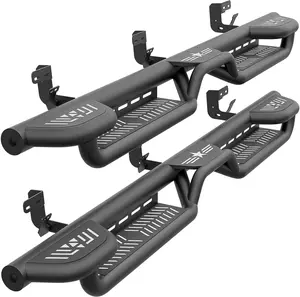 CrewCab Three Raised Steps Running Boards Compatible with 2009-2018 Dodge Ram 1500, 2019-2024 1500 Classic, 2010-2025 Ram 2500 & 3500 CrewCab Side Steps, Bolt-on Nerf Bar, Black