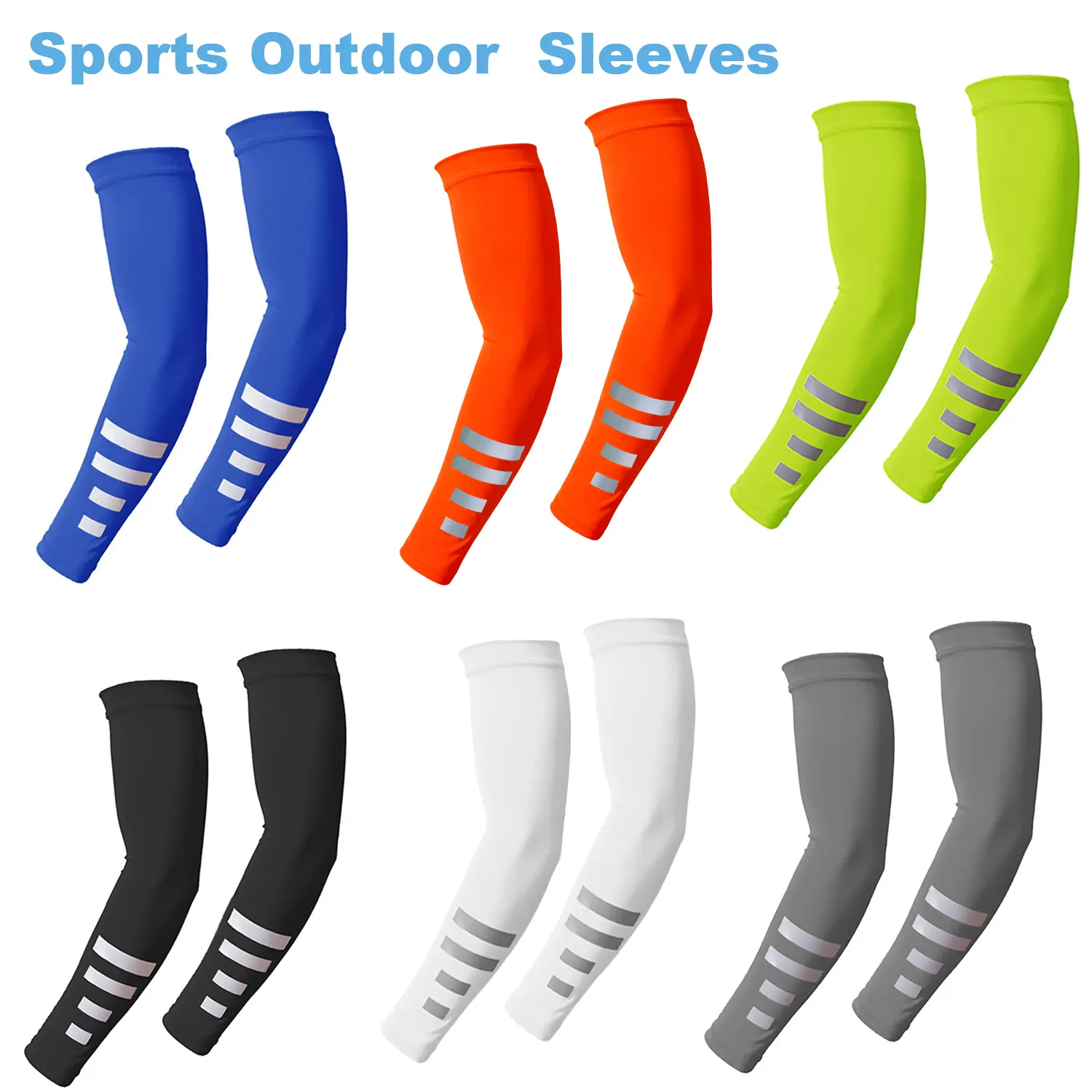 3 Pairs Unisex Arm Sleeves, Breathable Cooling Fabric with UV Sun Protection & Compression Fit, Reflective Strips for Outdoor Sports, Camping & Cycling, Biking, Cooling Relief, Dust Defense, Cooling Arm Covers, Full Sleeve
