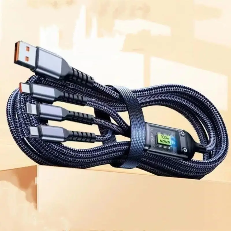 3 in 1 Digital Display Charging Cable, PD 100W Fast Charging Cable, Multifunctional Charging Cable Compatible with Samsung Galaxy Xiaomi Macbook iPad