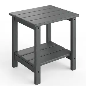 Outdoor Adirondack Side Table, HDPE 2-Tier Sturdy Patio End Table Weather Resistant for Adirondack Chair, Outdoor Square Side Tables for Patio, Poolside, Porch, Deck, Indoor, Backyard
