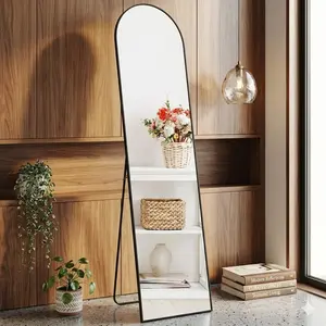 59"x16" Arched Full Length Mirror, Full Body Standing Mirror Floor Mirrors, Black