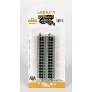 Bachmann Trains - Snap-Fit E-Z TRACK STRAIGHT TRACK (6/card) - NICKEL SILVER Rail With Grey Roadbed - N Scale