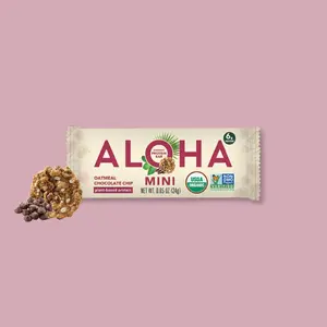 ALOHA - Oatmeal Chocolate Chip - Mini Bars - 20-count - 6g of plant-based protein - 2g of sugar