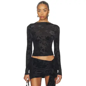 SNDYS Lenora Top in Black Burnout