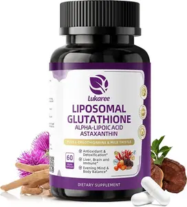 Lukaree Liposomal Glutathione 500mg, Nighttime Beauty & Liver Support with Milk Thistle, Alpha Lipoic Acid, Astaxanthin | 15-in-1 Antioxidant Complex for Skin Radiance & Cellular Support, 60 Vegan Capsules