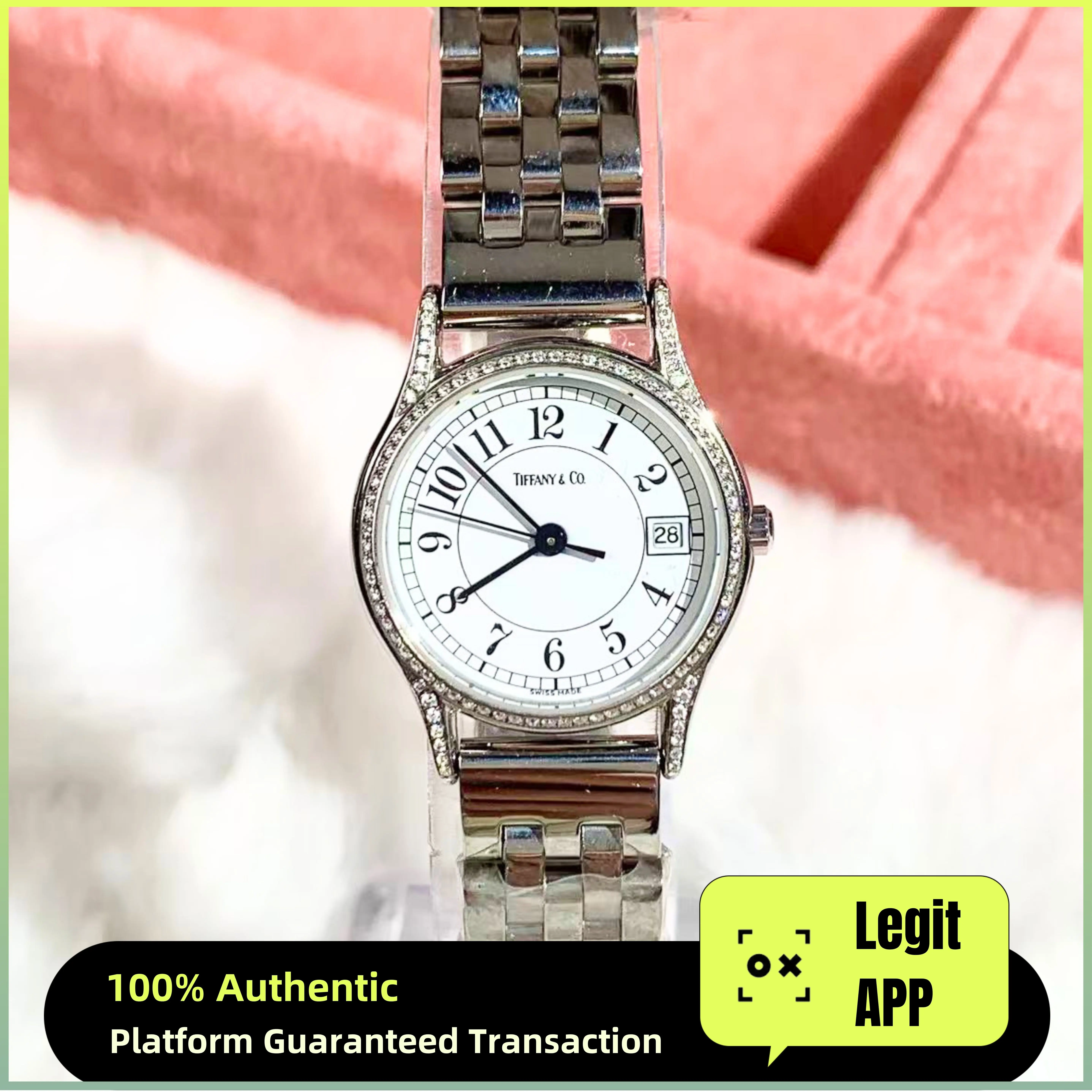 Tiffany&CO Vintage Stainless Steel Classic 24mm White Dial Diamond Ladies Watch 11907278