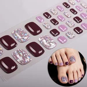 34 Tips Shiny Gel Toe Nail Stickers, Self-Adhesive Sparkling Nails, DIY Home Beauty Art Set for Women, Single Item