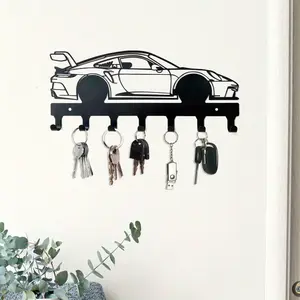 1 Pc Racing Car Style Metal Key Chain - Home Key, Small Accessory, Wall Mounted Storage Rack Wall Decor, Suitable For Home And Holiday Decoration, Key Holder