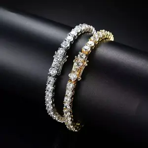 Hip Hop Style Tennis Chain Bracelet Full CZ Zirconia Luxury Accessories for Men Women Trendy Jewelry Gift