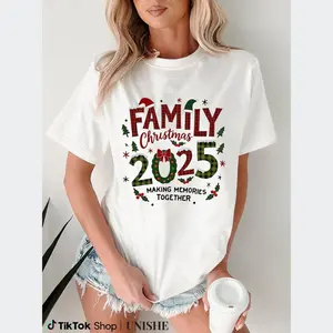 Christmas 2025 Family Tee – Holiday Gathering T-Shirt in Red & Green Plaid trendy t-shirts