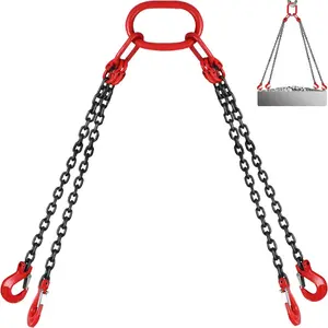 VEVOR Chain Sling, 3/8 inx 10 ft Lifting Chains with 4 Leg Grab Hooks, Heavy Duty G80 Alloy Steel Lifting Sling, 22900LBS Capacity, Adjustable Engine Chain Hoist Lifts for Cargo Security TowingVEVOR Super Brand Day
