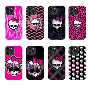 Monster High Skull Bow Phone Case, Pink Gothic Aesthetic Cover, Y2K Fan Gift for iPhone & Samsung for iPhone & Samsung iPhone & Samsung iPhone & Samsung iPhone 17/16/15/14/13/12/11 Pro Max/Plus and Samsung Galaxy S23-25