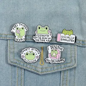 5pcs Cute little frog shaped animal badge, fun and versatile clothing decoration, fixed brooch accessories