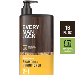 Every Man Jack Sandalwood Daily 2-In-1 Mens Shampoo & Conditioner, Naturally Derived, 16 Oz