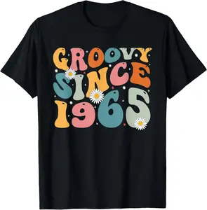 Cotton(pure) Groovy Since 1965 60th Birthday Retro Gifts Born In 1965 T-Shirt