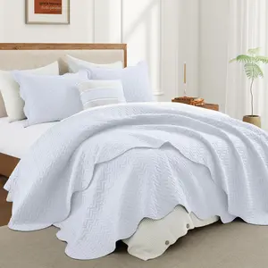 Soft & Breathable 3-Piece Quilted Bedspread – Leaf /  Floral Designs, Skin-Friendly Microfiber, Lightweight Year-Round Bedding – Available in (Twin – 1 Pillow Sham), Queen, King and California King sizes